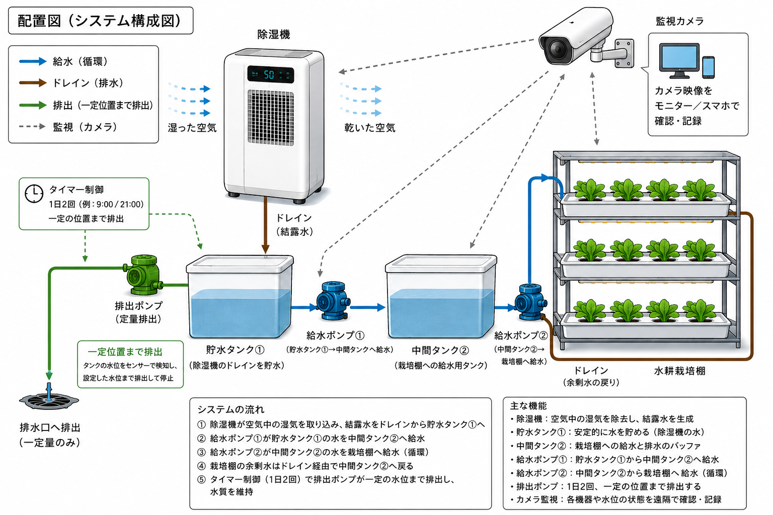 除湿機再利用型水耕栽培システム